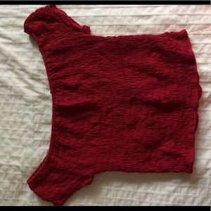red of the shoulder crop top